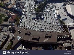 Congested expressway toll booth in China - photo-aerial-san-ysidro-san-diego-tijuana-border-crossing-mexican-b0c4kf.jpg